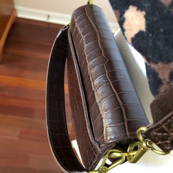 Madewell Brown Leather Crocodile Embossed Mini Handbag NWT Crossbody - Picture 6 of 15